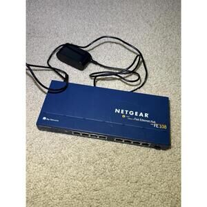 NETGEAR FE108 8-Port 10/100 Fast Ethernet HUB w/ Power Adapter – Tested
